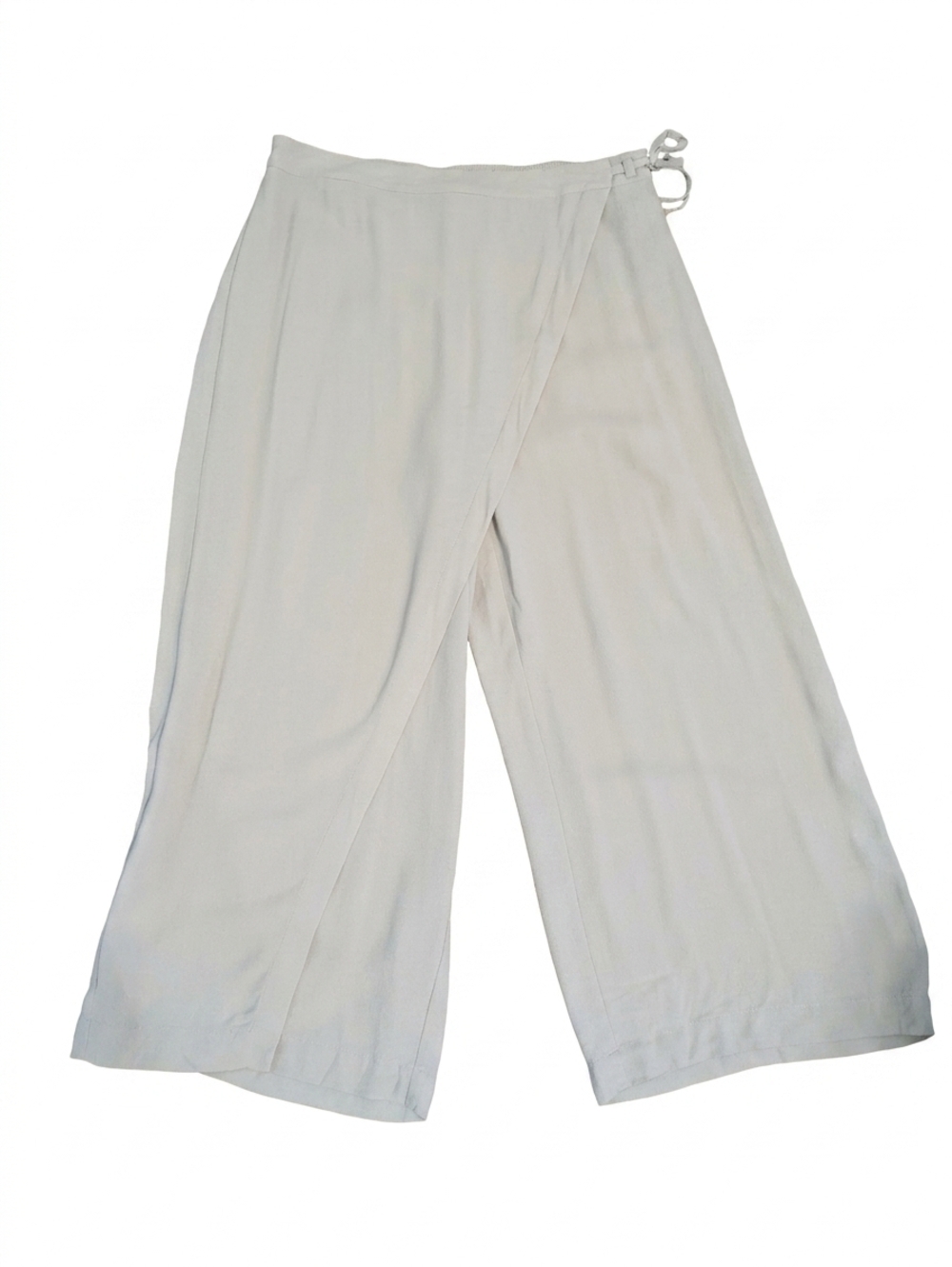 Eileen Fisher 100% Silk Wrap Front Wide Leg Pants Gray Small S/P Flaw